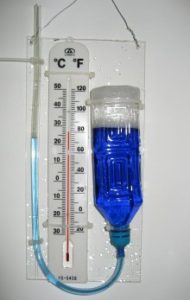 Barometer made from bottled water bottle.