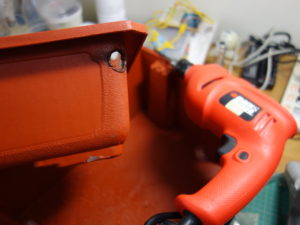 Drilled out holes with an electric drill