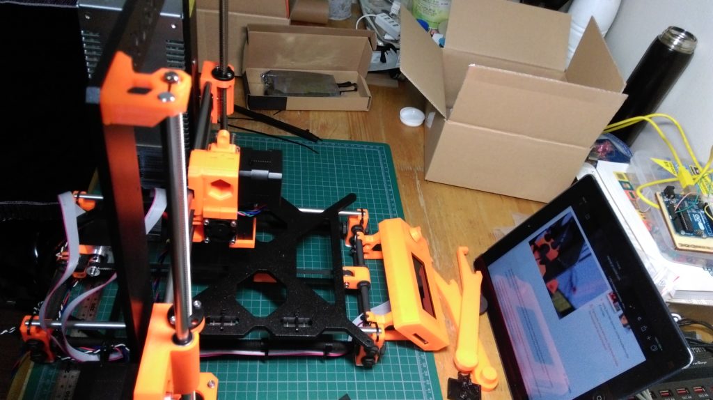 Prusa Mk2 3D Printer. Following the online instructions.
